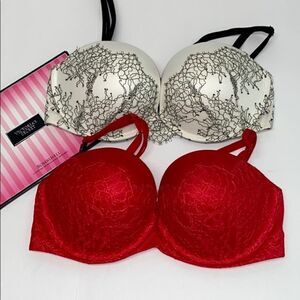 🔥 lot 2  VICTORIA SECRET BRA 32DD push-up multi-way strapless New